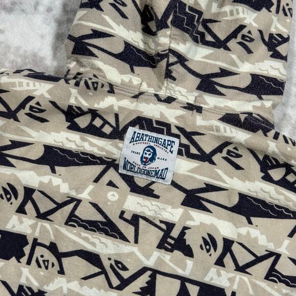 Authentic Bape 2000’s Tribal Camo Waffle Thermal Full Zip Hoodie M - Picture 5 of 6